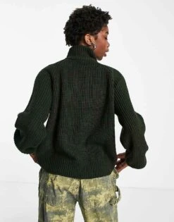 Noisy May High Neck Knitted Jumper In Dark Green For Women -Noisy May Shop 200603235 3