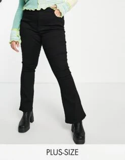 Noisy May Curve Sallie High Waisted Flare Jeans In Black - BLACK For Women -Noisy May Shop 201351536 1 black 1