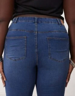 Noisy May Curve High Waisted Skinny Jeans In Mid Blue Wash For Women -Noisy May Shop 201351709 4