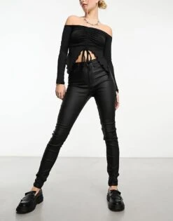 Noisy May Callie Coated Skinny Jeans In Black For Women -Noisy May Shop 202350566 4
