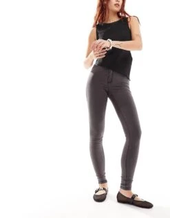 Noisy May Callie High Waist Skinny Jeans In Grey For Women