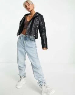 Noisy May Faux Leather Look Biker Jacket In Black For Women -Noisy May Shop 202367714 3