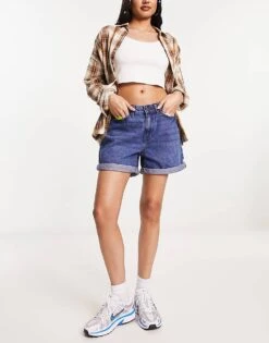Noisy May Denim Mom Shorts In Blue For Women Medium Blue -Noisy May Shop 202774990 3
