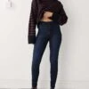 Noisy May Callie High Waist Skinny Jeans In Dark Blue For Women