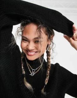 Noisy May High Neck Knitted Mini Jumper Dress In Black For Women -Noisy May Shop 203173463 3