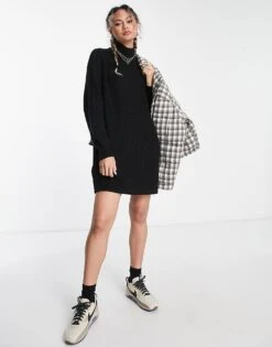 Noisy May High Neck Knitted Mini Jumper Dress In Black For Women -Noisy May Shop 203173463 4