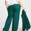 Noisy May Curve Tailored Wide Leg Trousers Co-ord In Green For Women