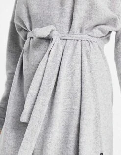 Noisy May Tie Waist High Neck Knitted Mini Dress In Light Grey For Women -Noisy May Shop 204057616 3