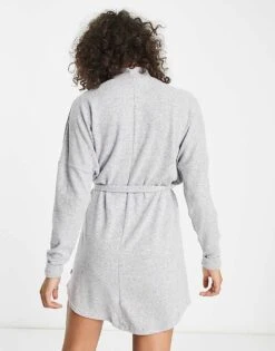 Noisy May Tie Waist High Neck Knitted Mini Dress In Light Grey For Women -Noisy May Shop 204057616 4