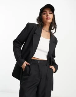 Noisy May Oversized Tailored Blazer Co-ord In Black For Women -Noisy May Shop 204118070 1 black 1