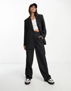Noisy May Oversized Tailored Blazer Co-ord In Black For Women -Noisy May Shop 204118070 4