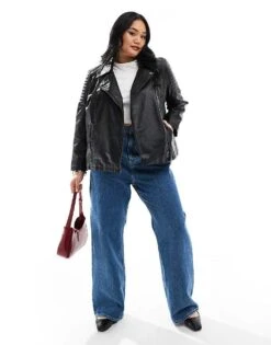 Noisy May Curve Zip Up PU Jacket In Black For Women -Noisy May Shop 204118088 3