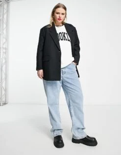 Noisy May Curve Tailored Blazer In Black For Women -Noisy May Shop 204118193 4