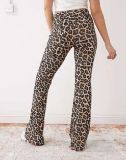 Noisy May Flare Trousers In Leopard Print - MULTI For Women -Noisy May Shop 204226268 3