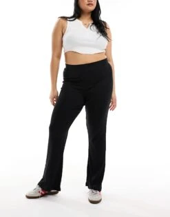 Noisy May Curve Flare Trousers In Black - BLACK For Women