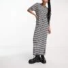 Noisy May Petite Maxi T-shirt Dress In Black & White Stripe For Women
