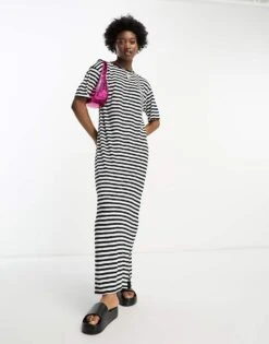 Noisy May Maxi T-shirt Dress In Black & White Stripe For Women -Noisy May Shop 204338815 1 blackwhitestripe 1