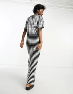 Noisy May Maxi T-shirt Dress In Black & White Stripe For Women -Noisy May Shop 204338815 3
