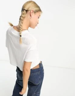 Noisy May Cropped T-shirt In White For Women -Noisy May Shop 204348000 3