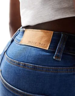 Noisy May Sallie High Waisted Flare Jeans In Mid Wash - MBLUE For Women Medium Blue Denim -Noisy May Shop 204818518 3