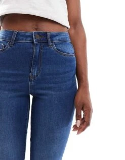 Noisy May Sallie High Waisted Flare Jeans In Mid Wash - MBLUE For Women Medium Blue Denim -Noisy May Shop 204818518 4