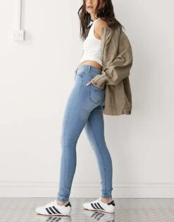 Noisy May Callie High Waisted Skinny Jeans In Light Blue For Women -Noisy May Shop 204825955 3