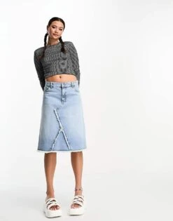 Noisy May Ribbed Long Sleeve Cropped Top In Black & White Stripe For Women Black Sugar Swizzle -Noisy May Shop 204949229 3