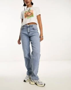 Noisy May Guthie Straight Leg Jeans In Light Blue For Women -Noisy May Shop 204962628 4