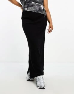 Noisy May Curve Split Hem Maxi Skirt In Black For Women -Noisy May Shop 204962732 3