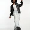 Noisy May Faux Leather Bomber Jacket In Black For Women