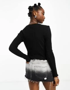 Noisy May Lettuce Edge Top In Black For Women -Noisy May Shop 205156633 3