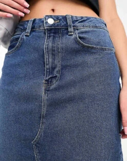 Noisy May Denim Midi Skirt In Mid Blue For Women -Noisy May Shop 205156734 4