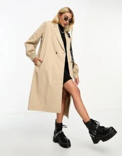 Noisy May Oversized Trench Coat In Cream For Women -Noisy May Shop 205156756 1 cream 1