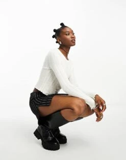 Noisy May Lettuce Edge Top In White For Women -Noisy May Shop 205156789 1 white 1