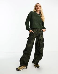 Noisy May Crew Neck Jumper In Dark Green For Women -Noisy May Shop 205156813 3