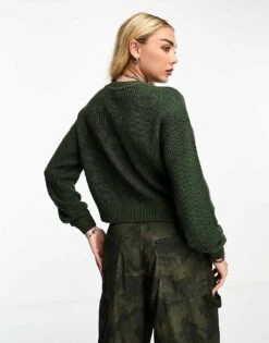 Noisy May Crew Neck Jumper In Dark Green For Women -Noisy May Shop 205156813 4