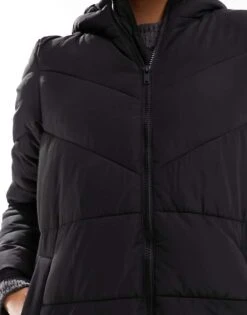 Noisy May Longline Padded Coat With Hood In Black For Women Noos-a12 Black -Noisy May Shop 205301979 3