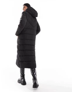 Noisy May Longline Padded Coat With Hood In Black For Women Noos-a12 Black -Noisy May Shop 205301979 4