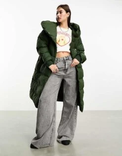 Noisy May Droplets Longline Padded Coat With Oversized Hood In Green For Women Kombu Green -Noisy May Shop 205302076 1 kombugreen 1