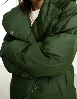 Noisy May Droplets Longline Padded Coat With Oversized Hood In Green For Women Kombu Green -Noisy May Shop 205302076 4