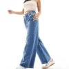 Noisy May Petite Wide Leg Jeans In Medium Blue For Women Med Blue Denim