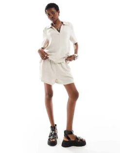 Noisy May Linen Mix Shirt And Short Co-ord In Oatmeal -Noisy May Shop 205630571 1 natural 1