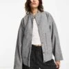 Noisy May Brushed Bomber Jacket In Light Grey For Women Light Grey Melange