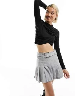 Noisy May Long Sleeve Wrap Top In Black For Women -Noisy May Shop 205630605 1 black 1