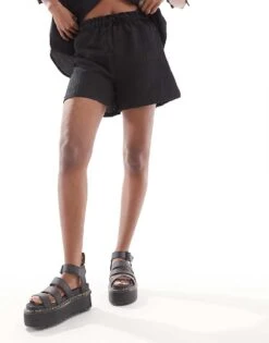 Noisy May Shirt & Short Co-ord In Ripple Texture Black -Noisy May Shop 205630614 1 black 1