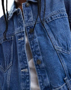 Noisy May Boxy Cropped Denim Jacket In Mid Wash Blue For Women Medium Blue Denim -Noisy May Shop 205630619 4