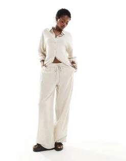 Noisy May Linen Mix Shirt And Trouser Co-ord In Oatmeal -Noisy May Shop 205630639 1 natural