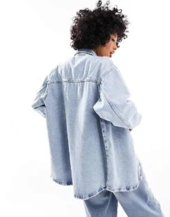 Noisy May Oversize Denim Shaket In Light Blue Wash For Women Light Blue Denim -Noisy May Shop 205630673 4