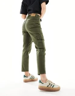 Noisy May Moni High Waisted Ultility Cargo Jeans In Khaki For Women Kalamata -Noisy May Shop 205630689 3