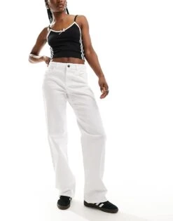 Noisy May Yolanda Wide Fit Jeans In White For Women Bright White -Noisy May Shop 205630807 4